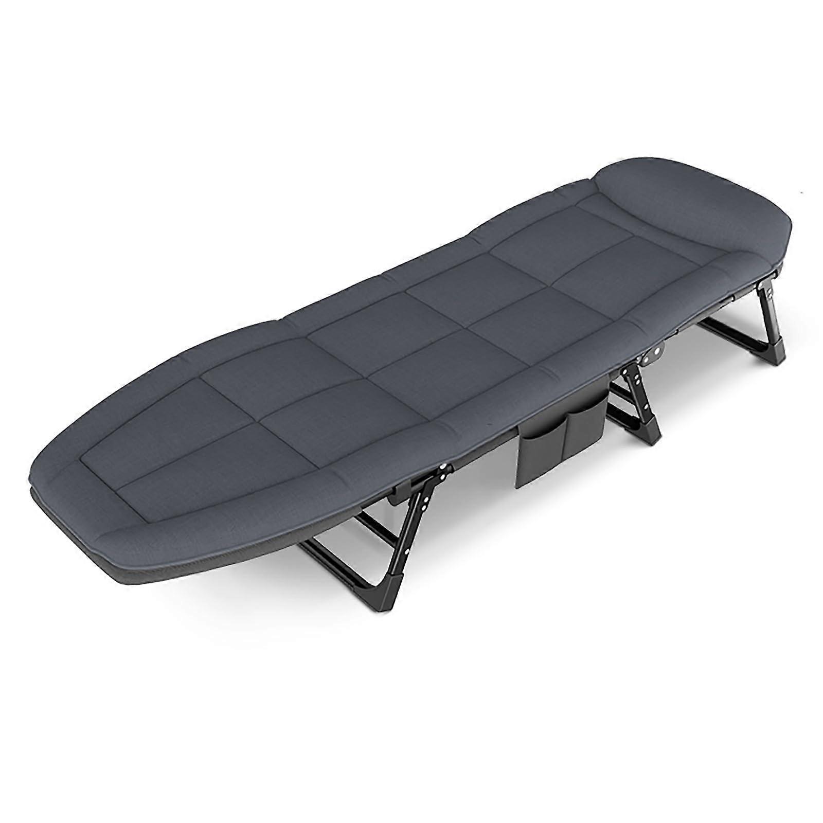Folding Bed with Mattress, Adjustable Backrest Camping Bed for Adults, Steel Frame 200KG Capacity