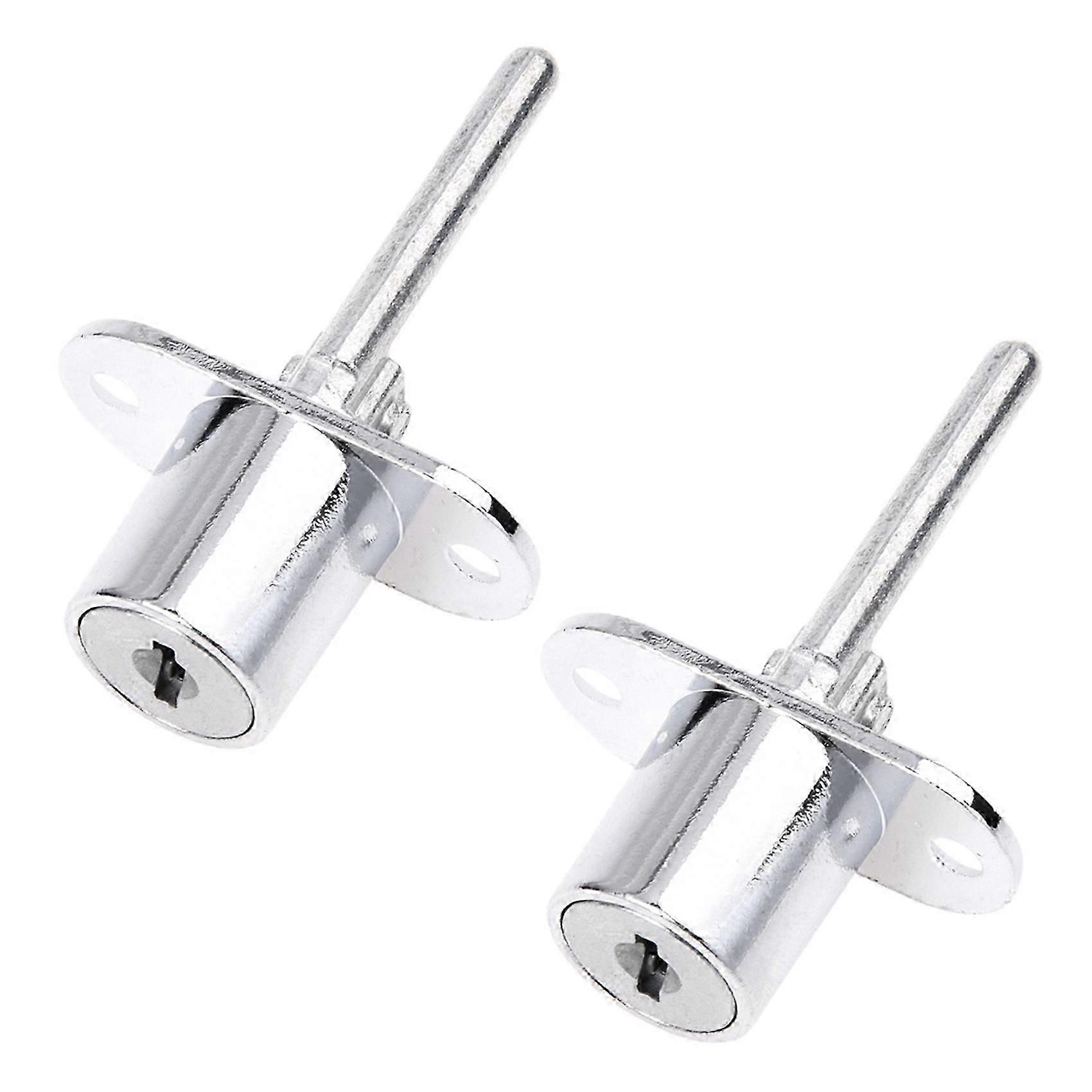 2pcs 19mm Silver Tone Drawer Plunger Lock with 2 Keys-JJ