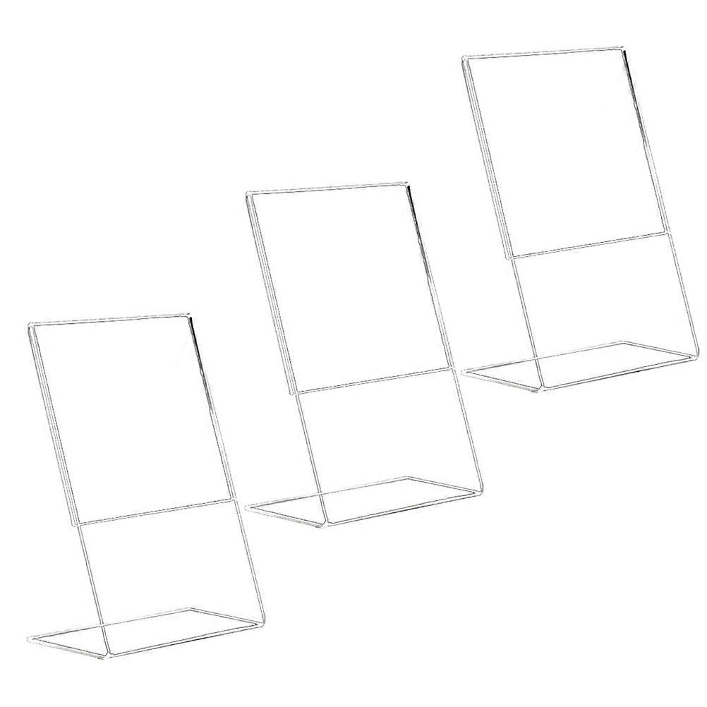 Versatile Acrylic Sign Holder for Storage 3Pcs Transparent Display Stand