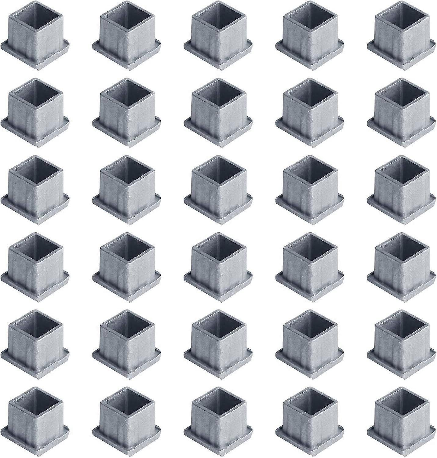30 Pack 1" Aluminum Square Post/Tube End Cap, Pipe Insert Plug with Drilled Hole Grey