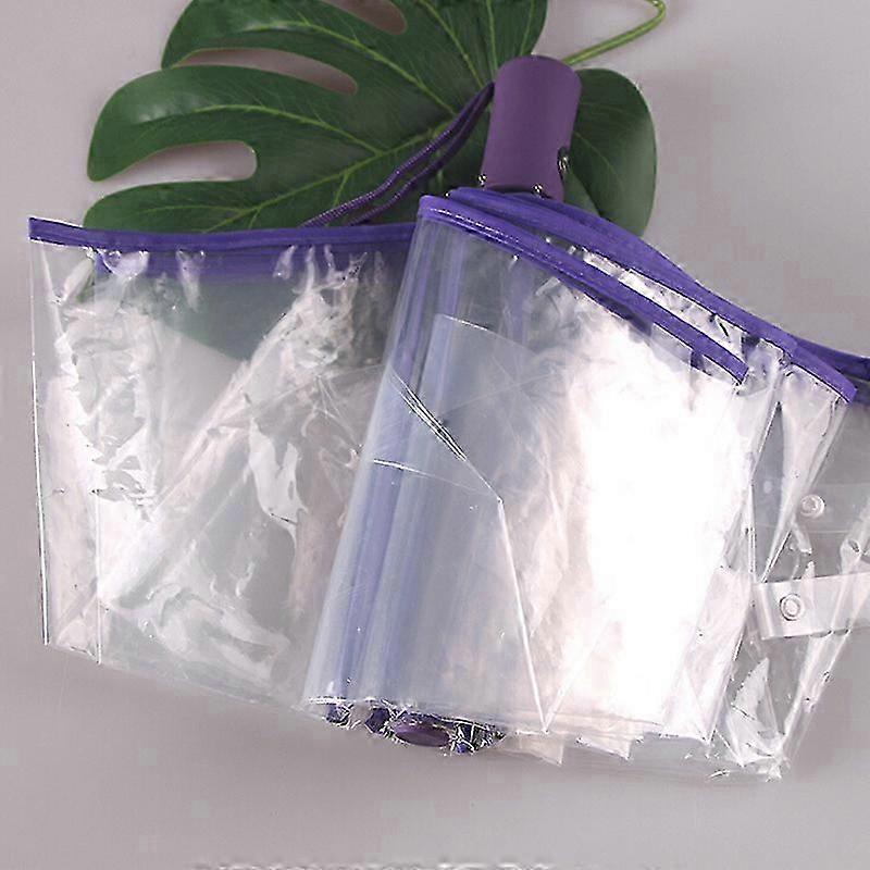 26-27 3-Fold Transparent Umbrella, Auto Open, Windproof, White Border