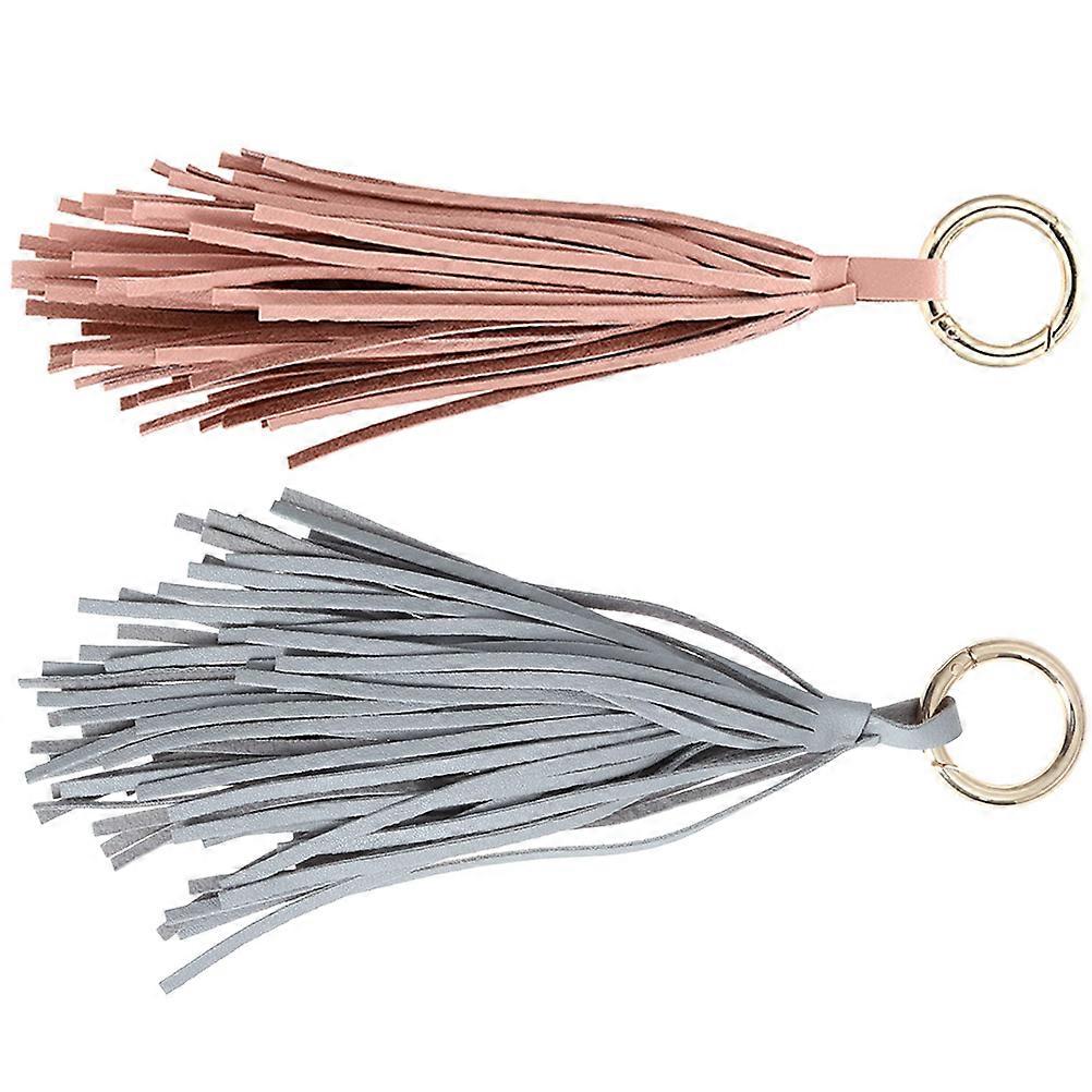Tassel Keychain Round Ring for Car Key 2Pcs Assorted Color
