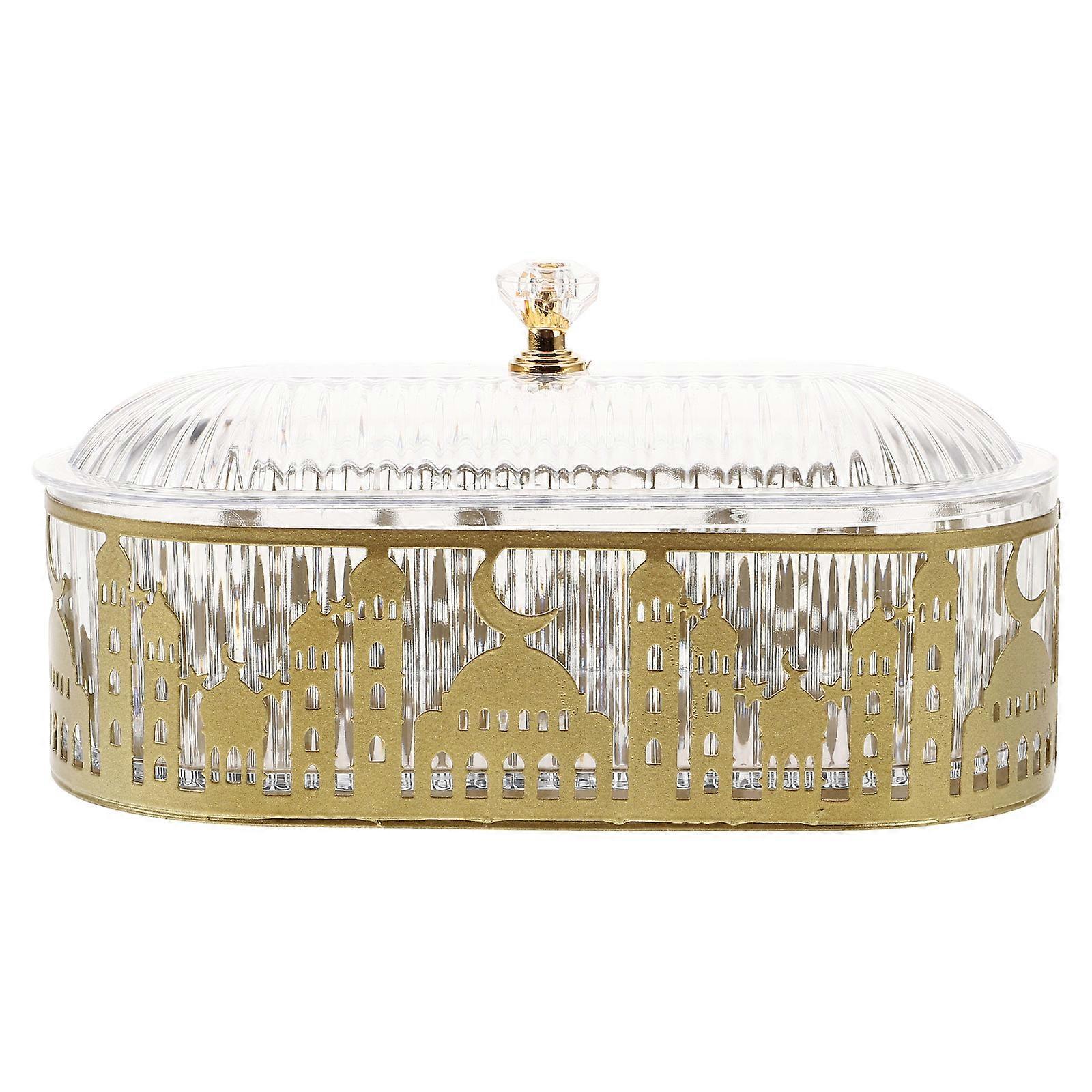 Ramadan Trays With Lid Butter Dish Ideal For Kitchen Use Golden Rectangular Storage 5Pcs