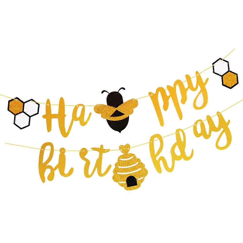 Honey Bee Banner Decor for Birthday Party with 3Pcs String Flags