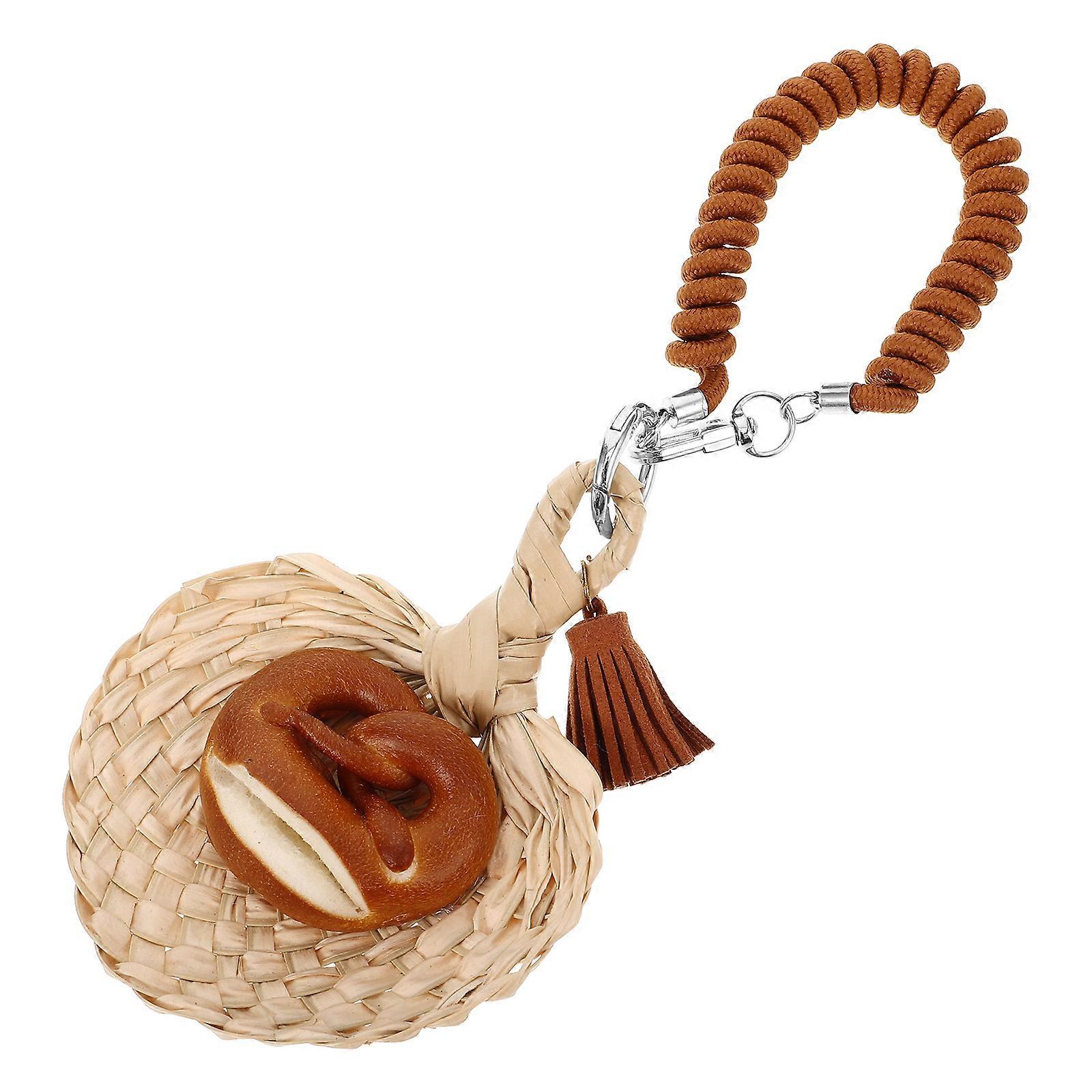 Wood Bread Keychain Handmade Mini Keychain for Car Interior 4Pcs Set