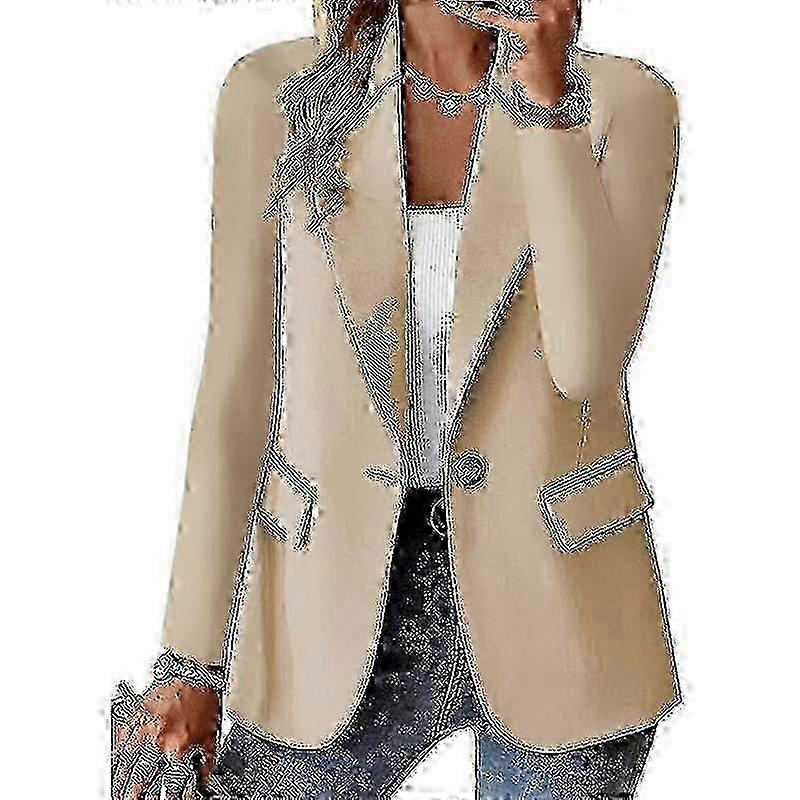 Long-Sleeve Button-Down Business Casual Women's Blazer Jacket