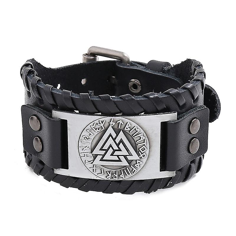 Triangular Energy Cowhide Bracelet - Triangle Energy Vintage Leather Bracelet - Triangle Energy Men's Wide Leather Bracelet