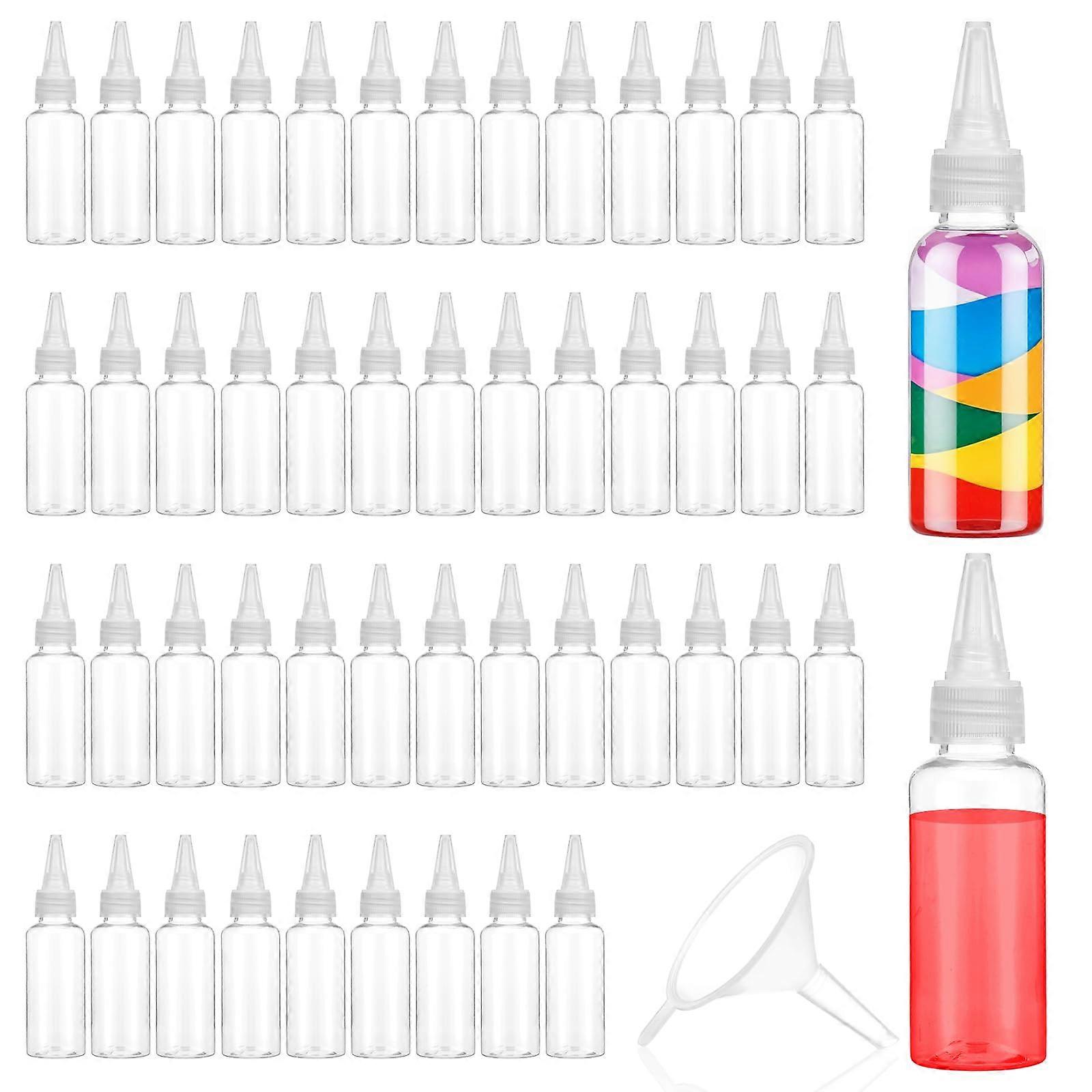 50 Pcs 1.7 oz Plastic Squeeze Bottles with Caps and Funnel for Precise Liquid Dispensing