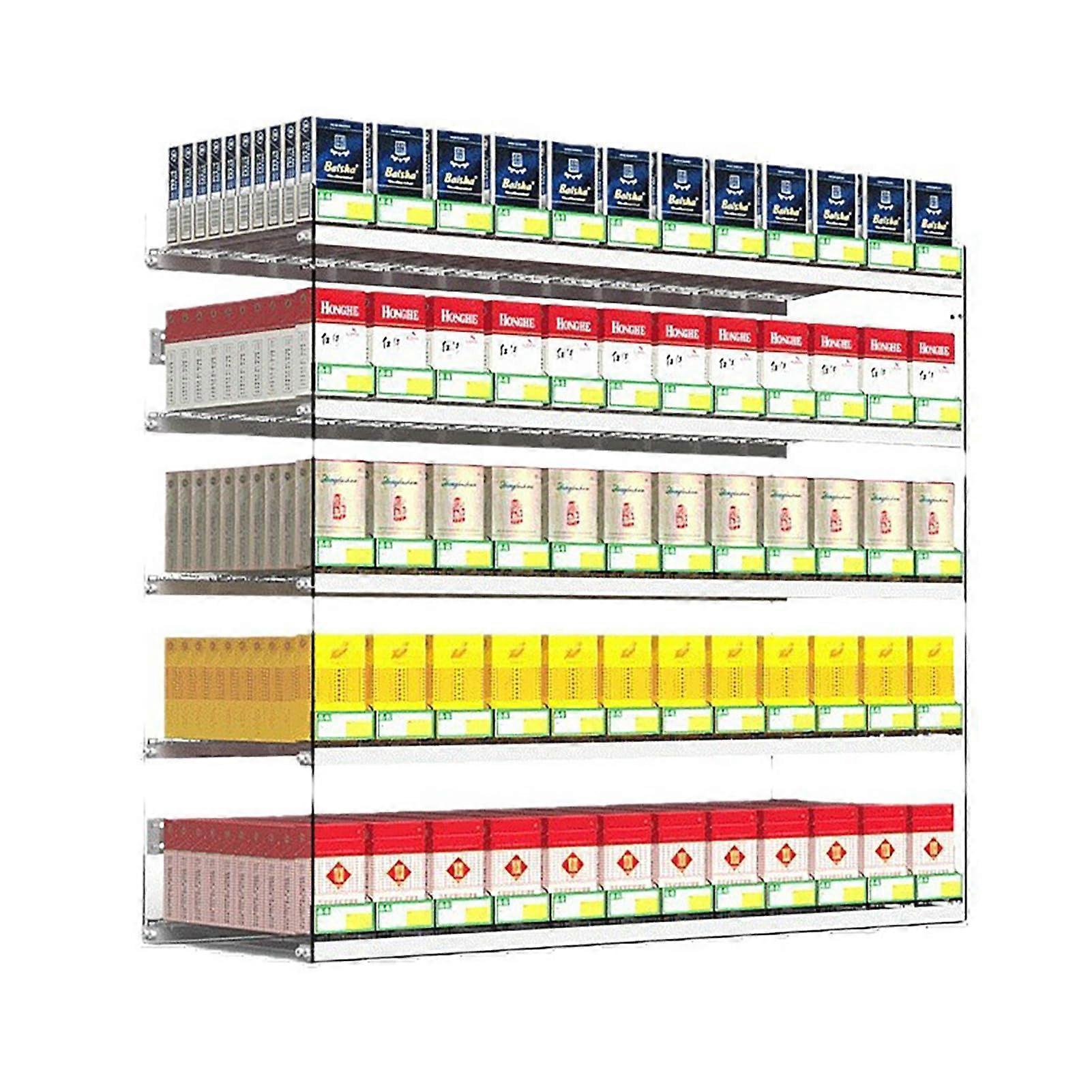 Clear Acrylic Cigarette Display Rack with Automatic Push System, Wall or Counter Mount, Fits Multiple Pack Sizes