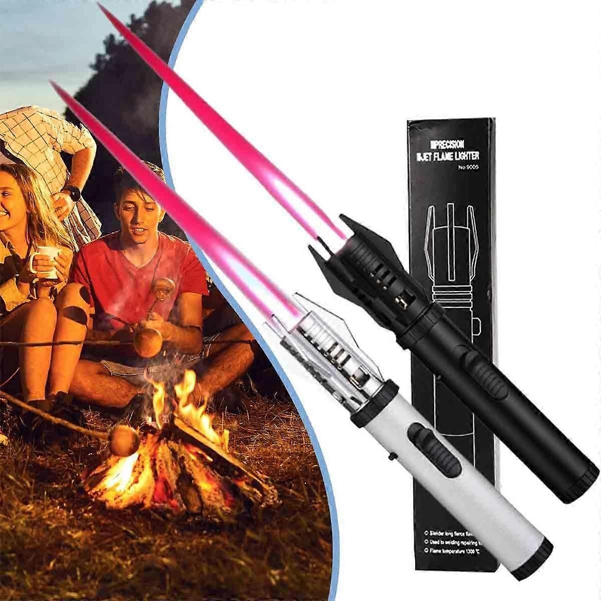 Windproof Camping Torch Lighter Level 3 with Adjustable Straight Flame and Safety Switch 2pcs