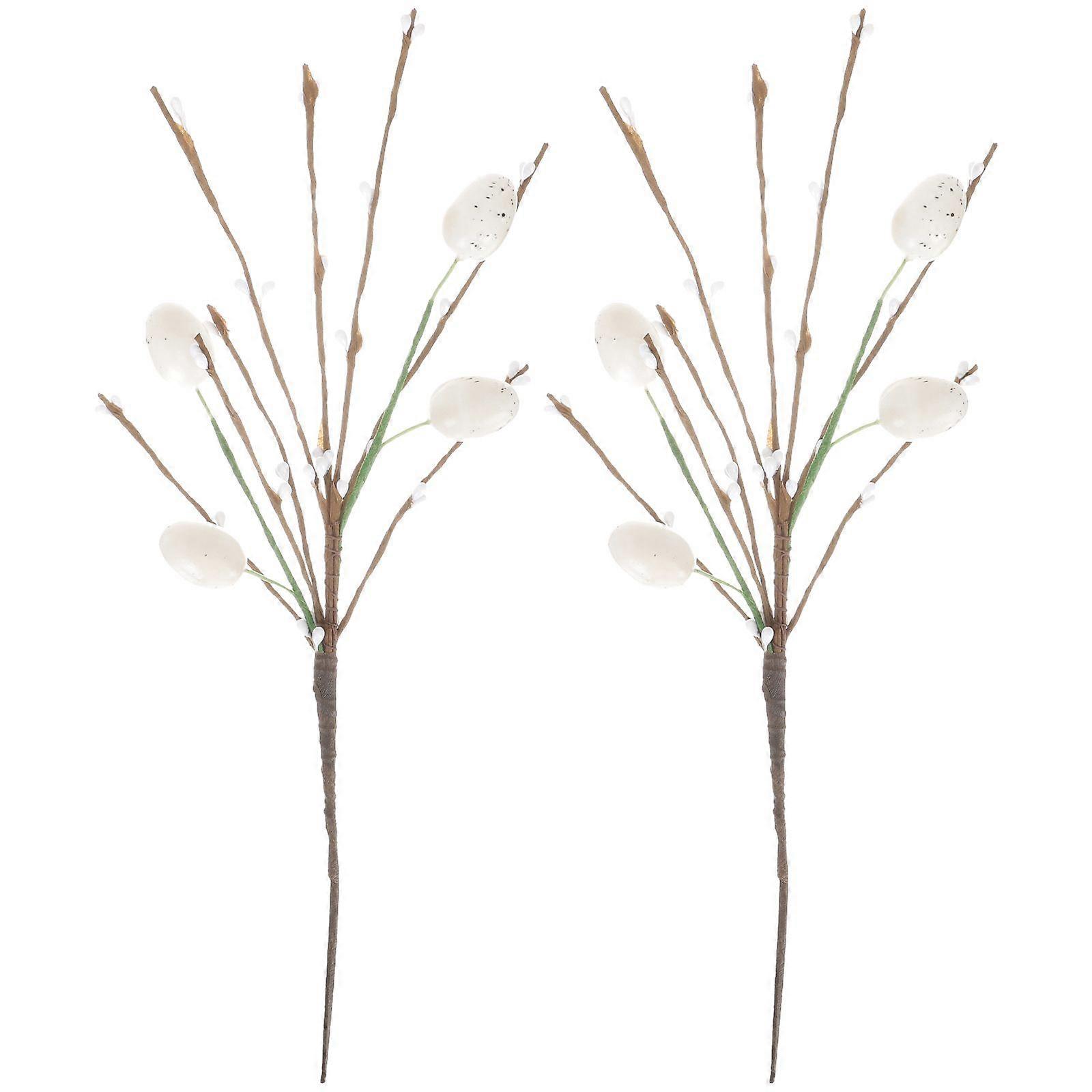 2Pcs Easter Egg Stems DIY Easter Eggs Tree Branches Artificial Eggs Stem Picks Party Favor