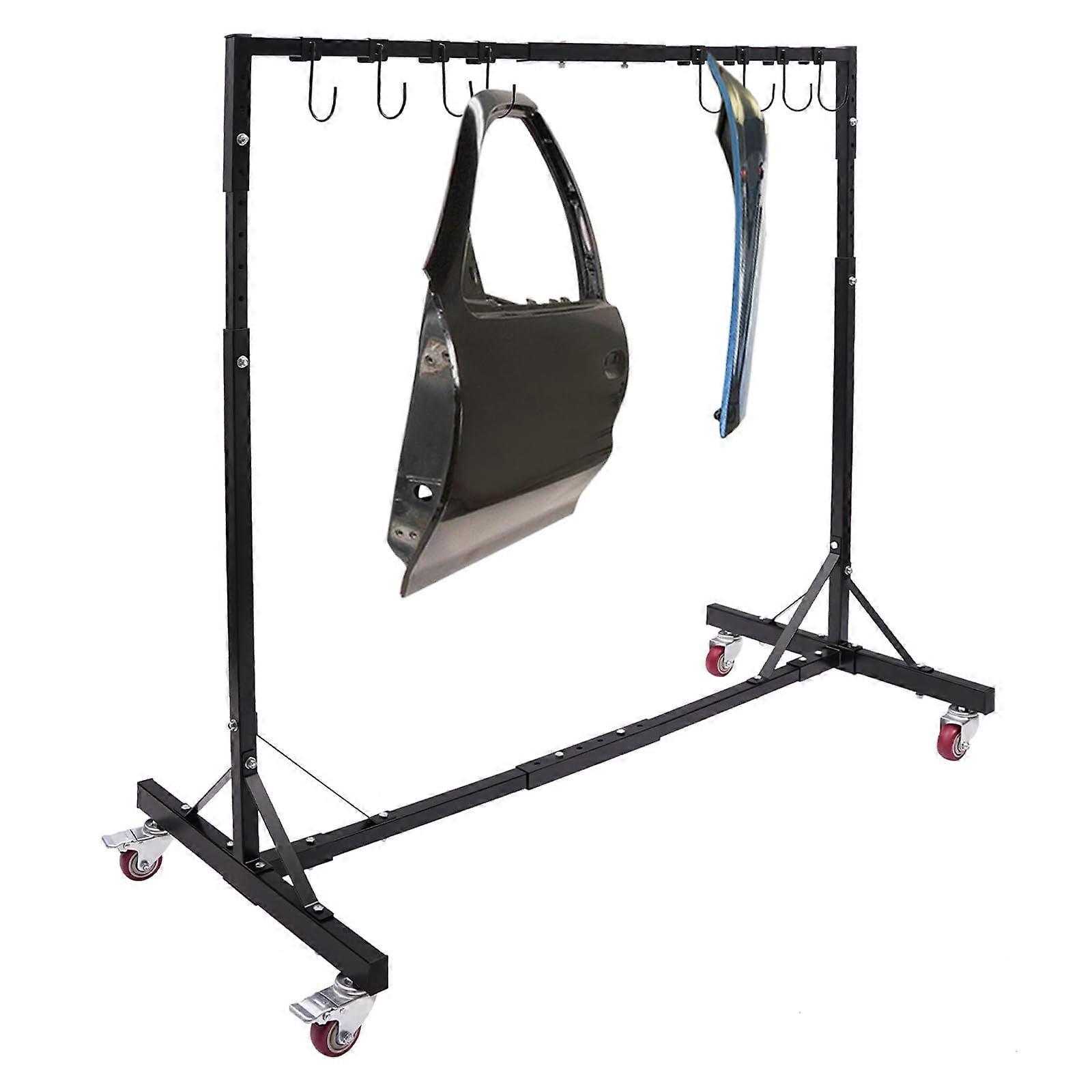 Auto Paint Stand Adjustable Height 6084in with Wheels, Steel Panel Holder Rack with 8 Hooks