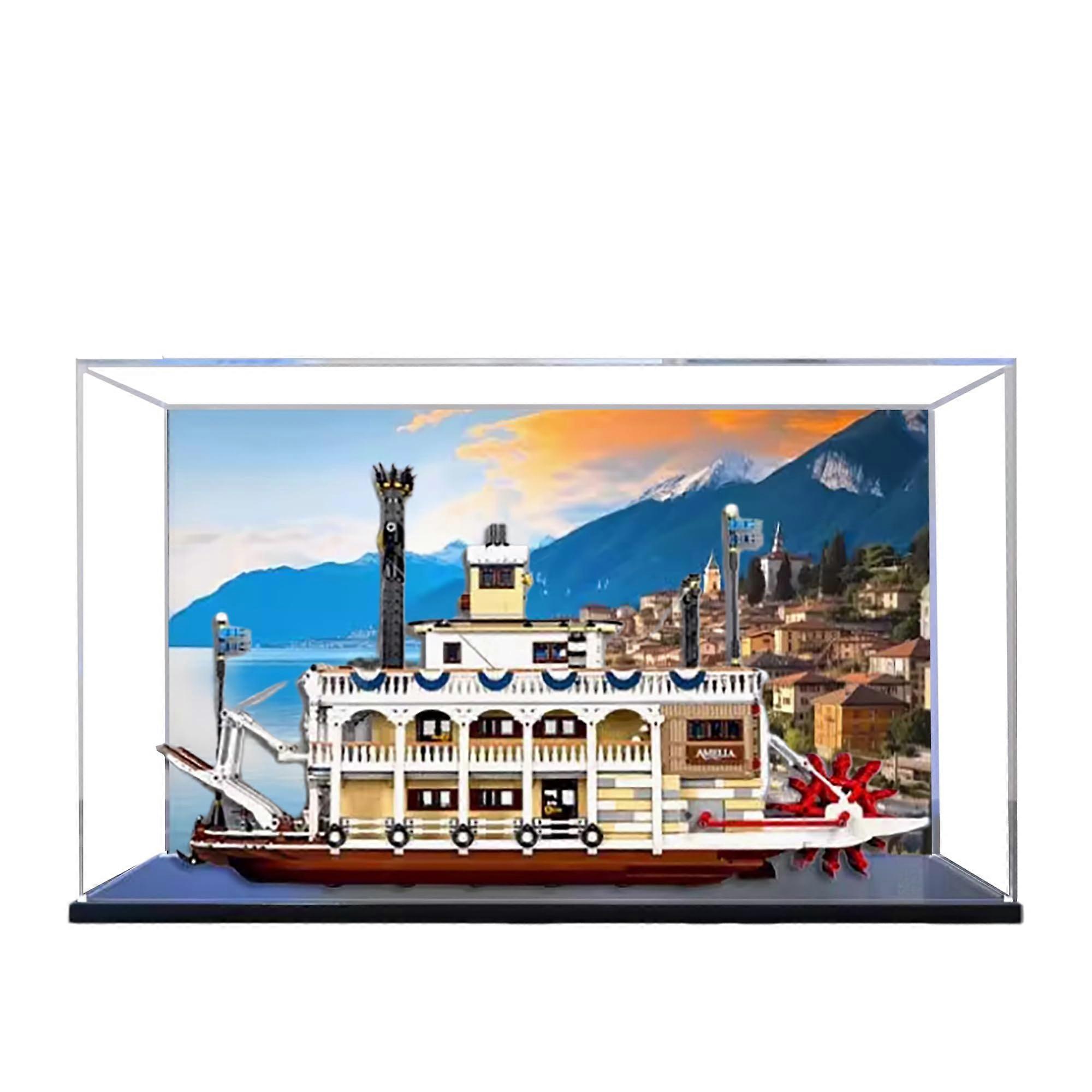Display Case Dustproof Clear Acrylic Box for  21356 Canal Steamboat Model