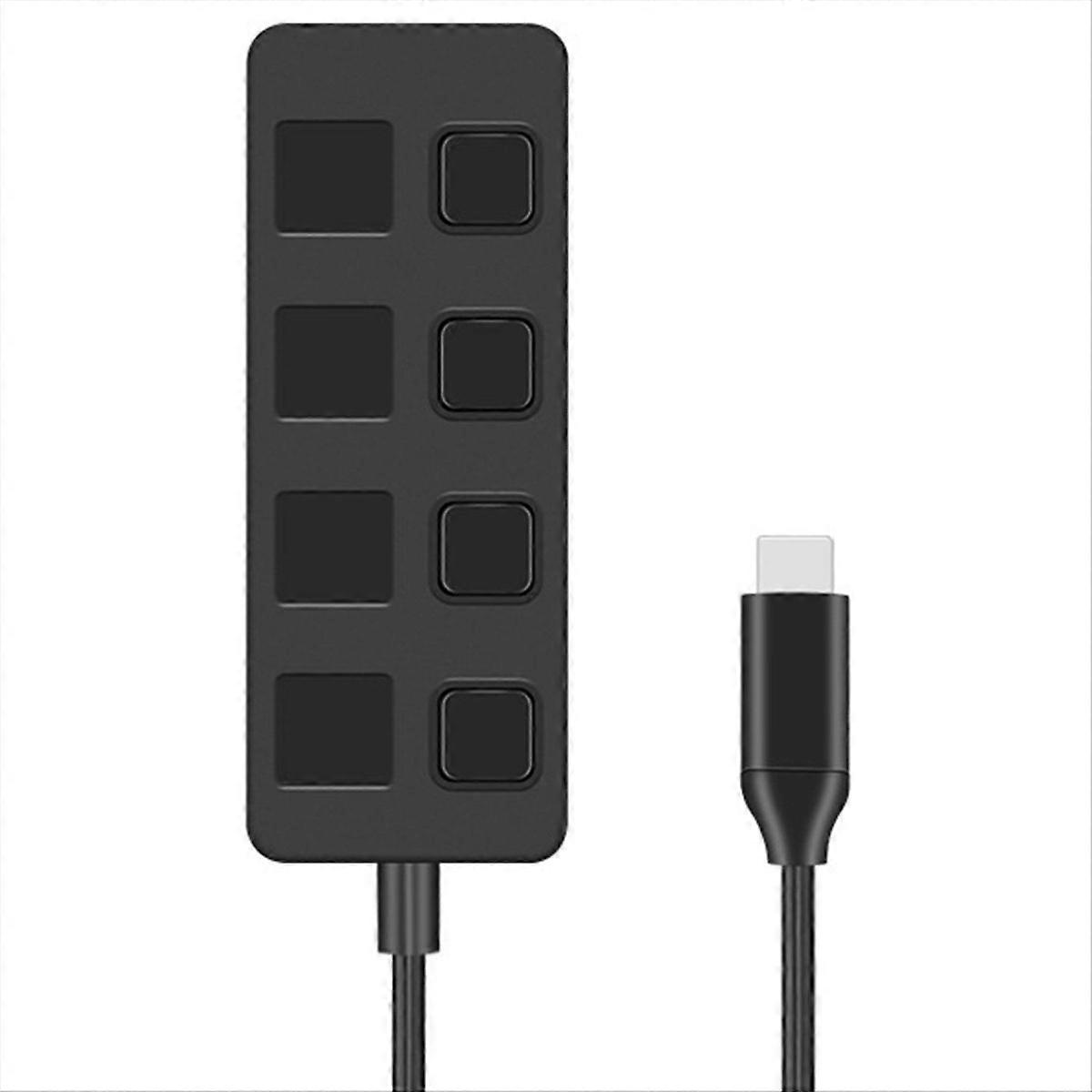 4-Port Button USB3.0 HUB Switch Splitter1 to 4 Hub Type-C Extender,A