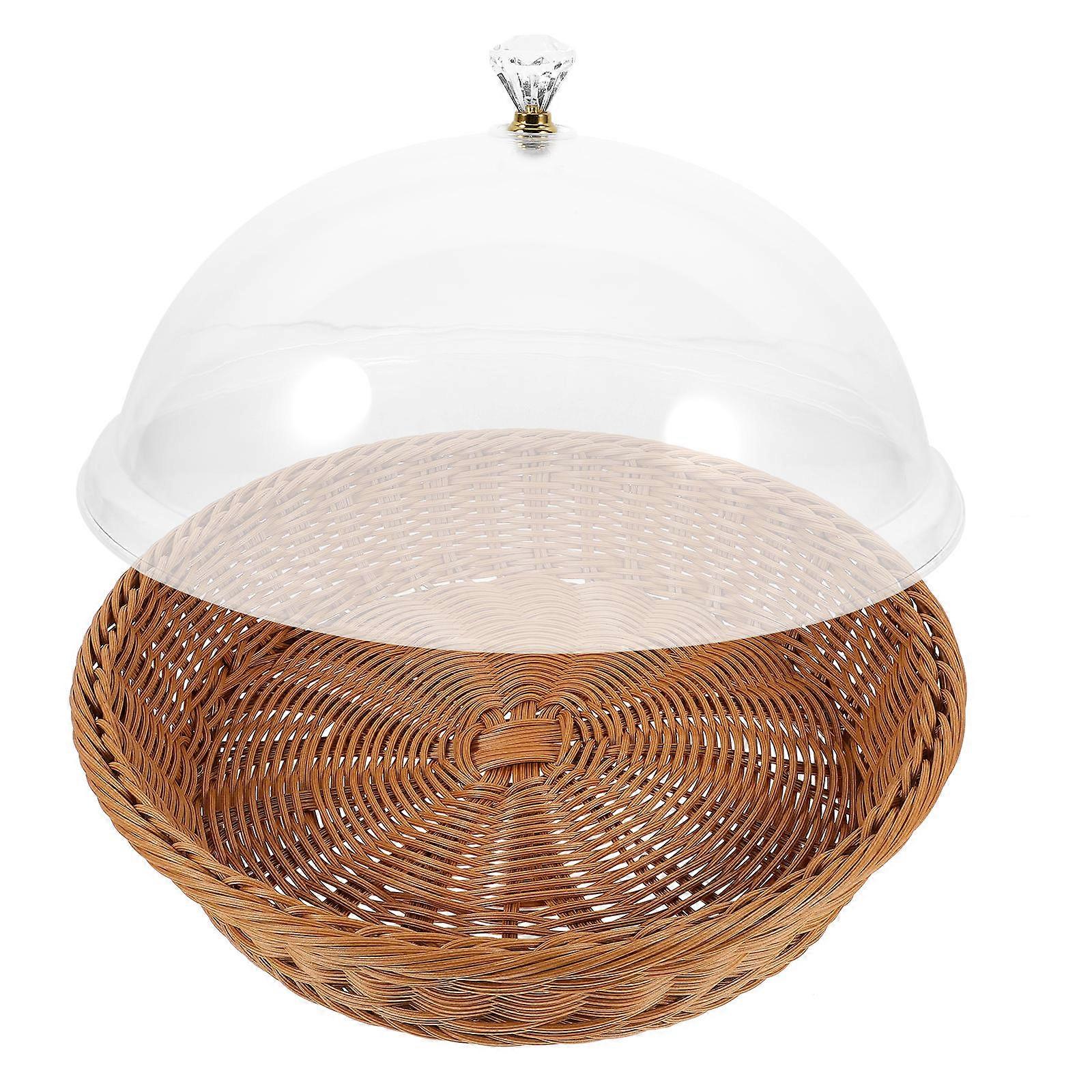 Food Serving Basket Bread Basket with Lid for Storage Use Brown