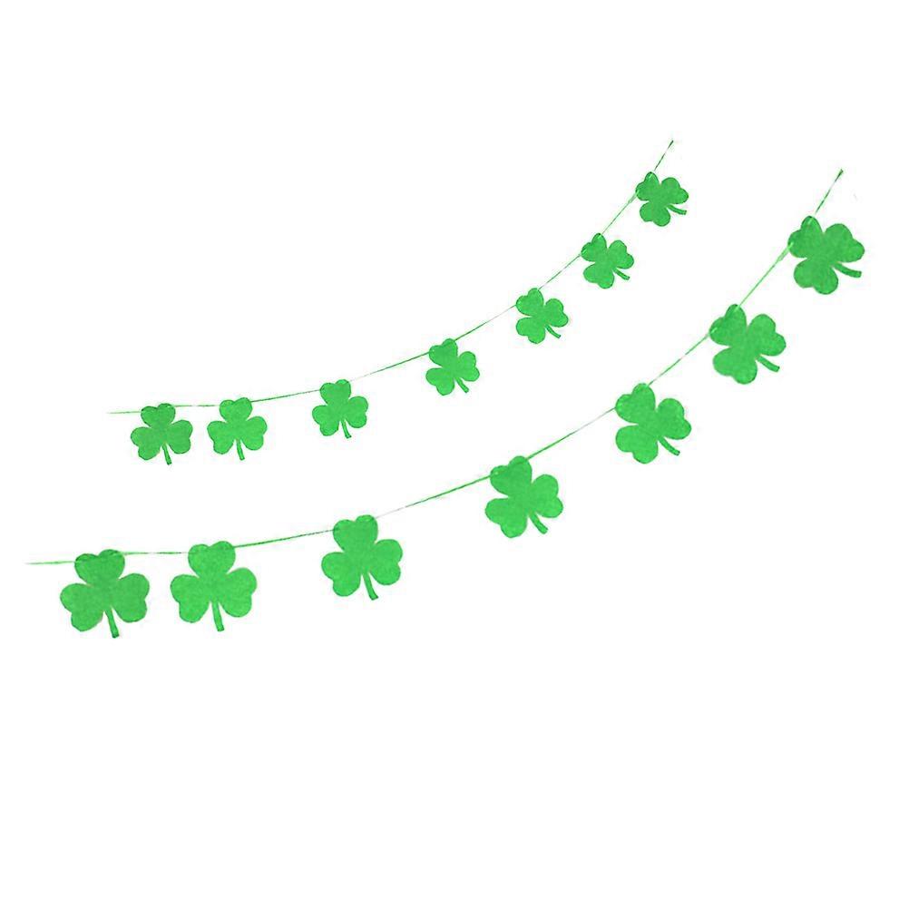 Four-Leaved Clover Banner for Saint Patrick Party 2Pcs Decorative Flags