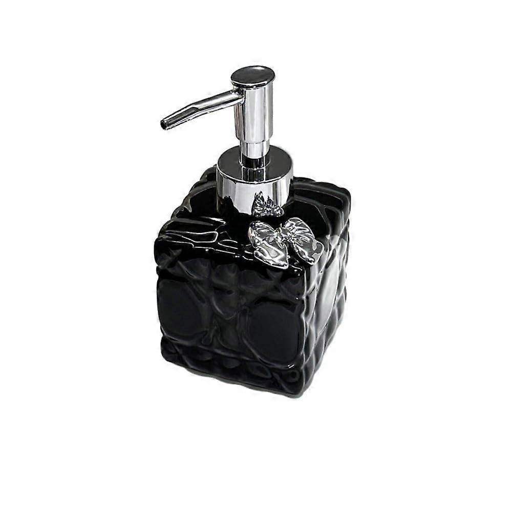 Black Ceramic Soap Dispenser with Press Pump, Refillable Bathroom Dispenser for Precise Liquid Control