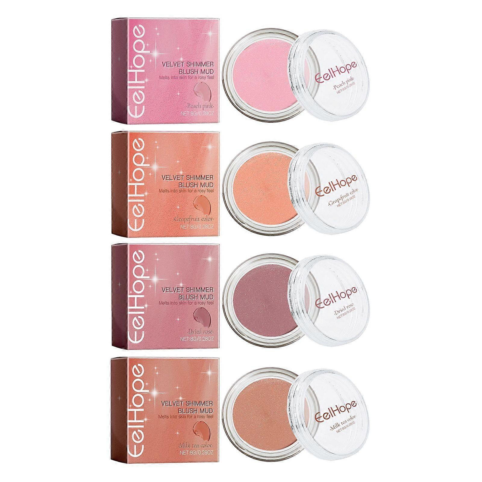 Velvet Shimmering Clay Blush Series: Natural, Lightweight, Highly Coloring, and Glossy for a Radiant Cheek Makeup Look