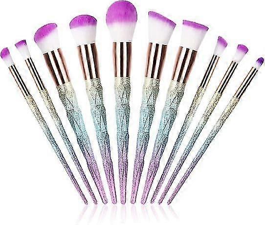 10 Pcs Rainbow Handle Synthetic Professional Makeup Kit