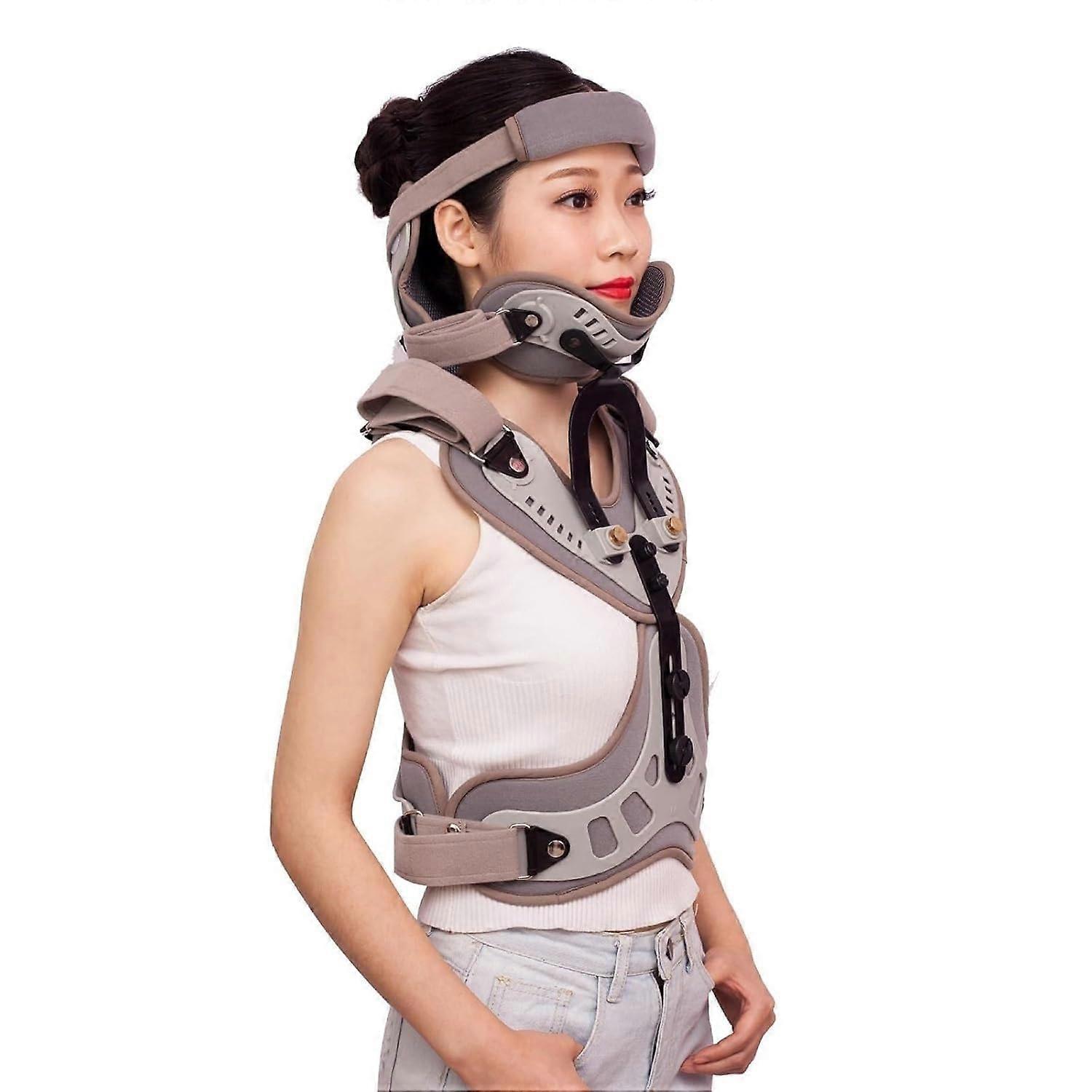 Cervical Neck Brace Posture Corrector with Adjustable Neck and Chest Support for Upper Back