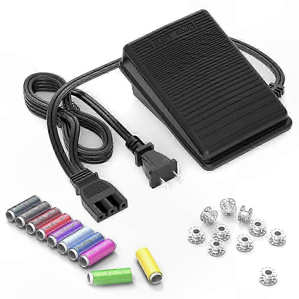 Universal Sewing Machine Foot Pedal with Power Cord, Compatible with Multiple Models, US Plug