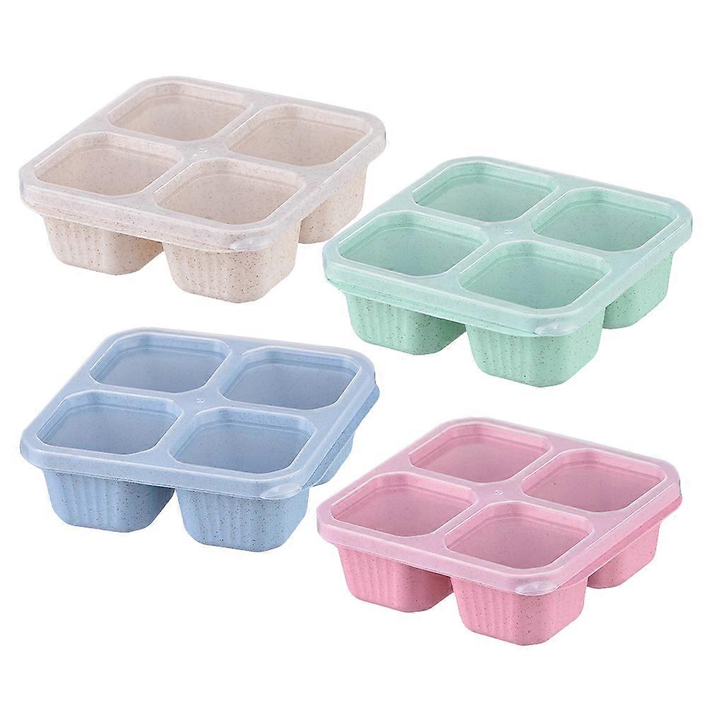 Stackable Snack Containers 4-Compartment Bento Snack Box for Daily Use 4Pcs