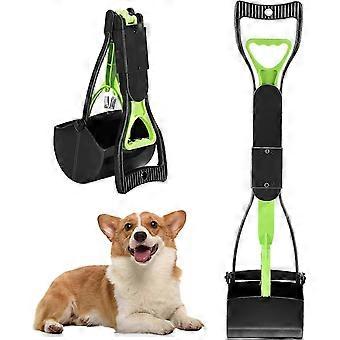 Pooper Scooper for Dogs, Long Handle Poop Scooper for One-Hand Opertating, Portable Dog Poop Pick Up Tool, Easy to Use on Grass, Dirt, Gravel