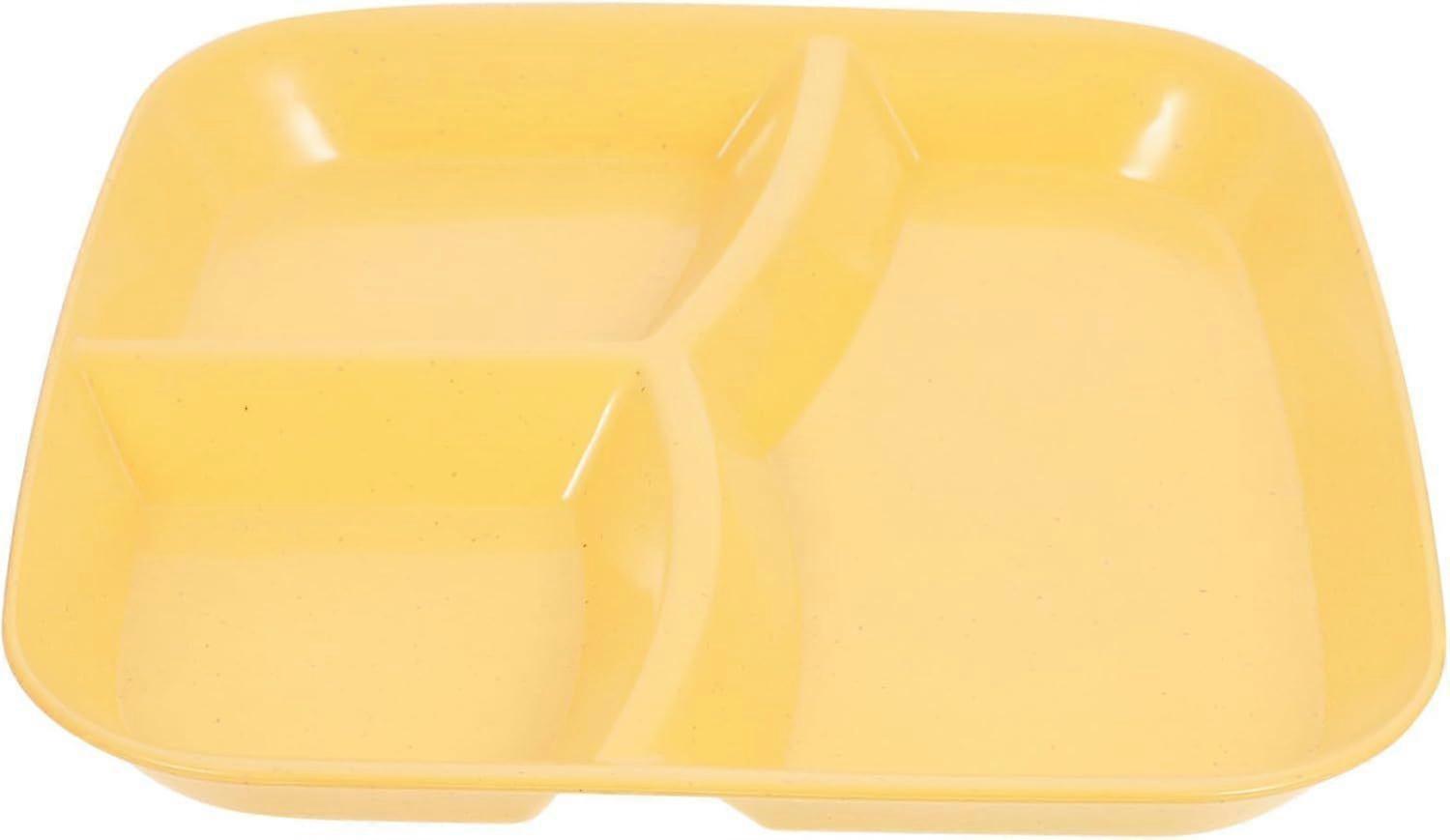 Multifunctional Divided Plate, Yellow, Compartments for Portion