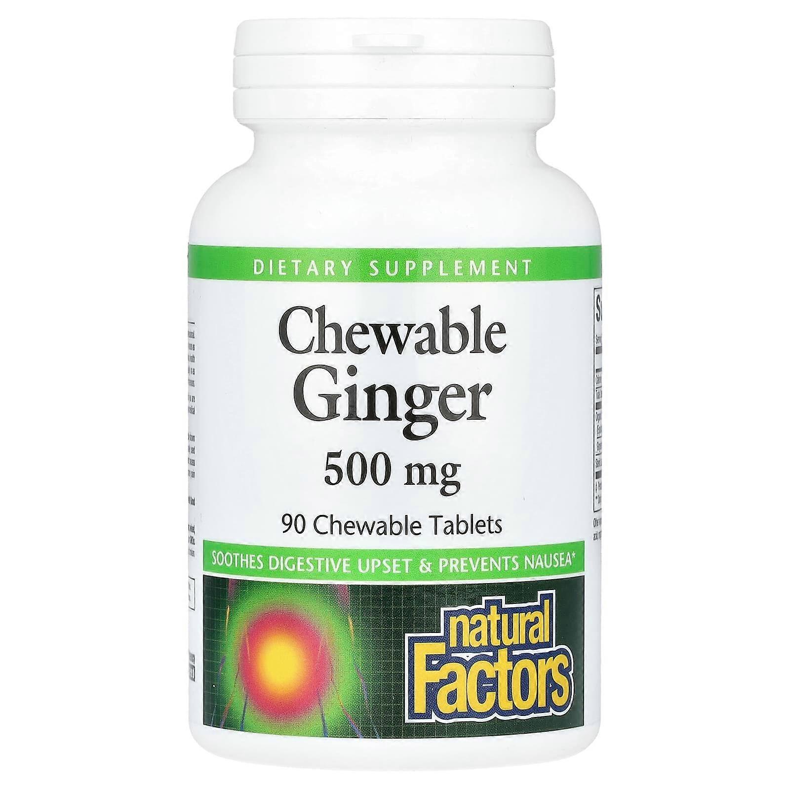 Natural Factors, Chewable Ginger, 500 mg, 90 Chewable Tablets