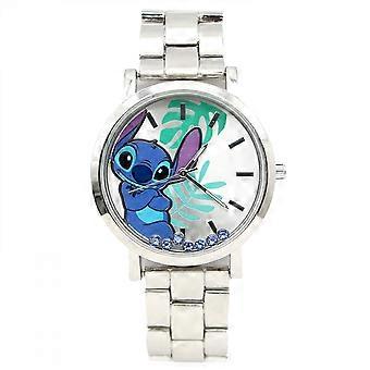 Lilo & Stitch with Palm Fronds Silver Analog Wrist Watch