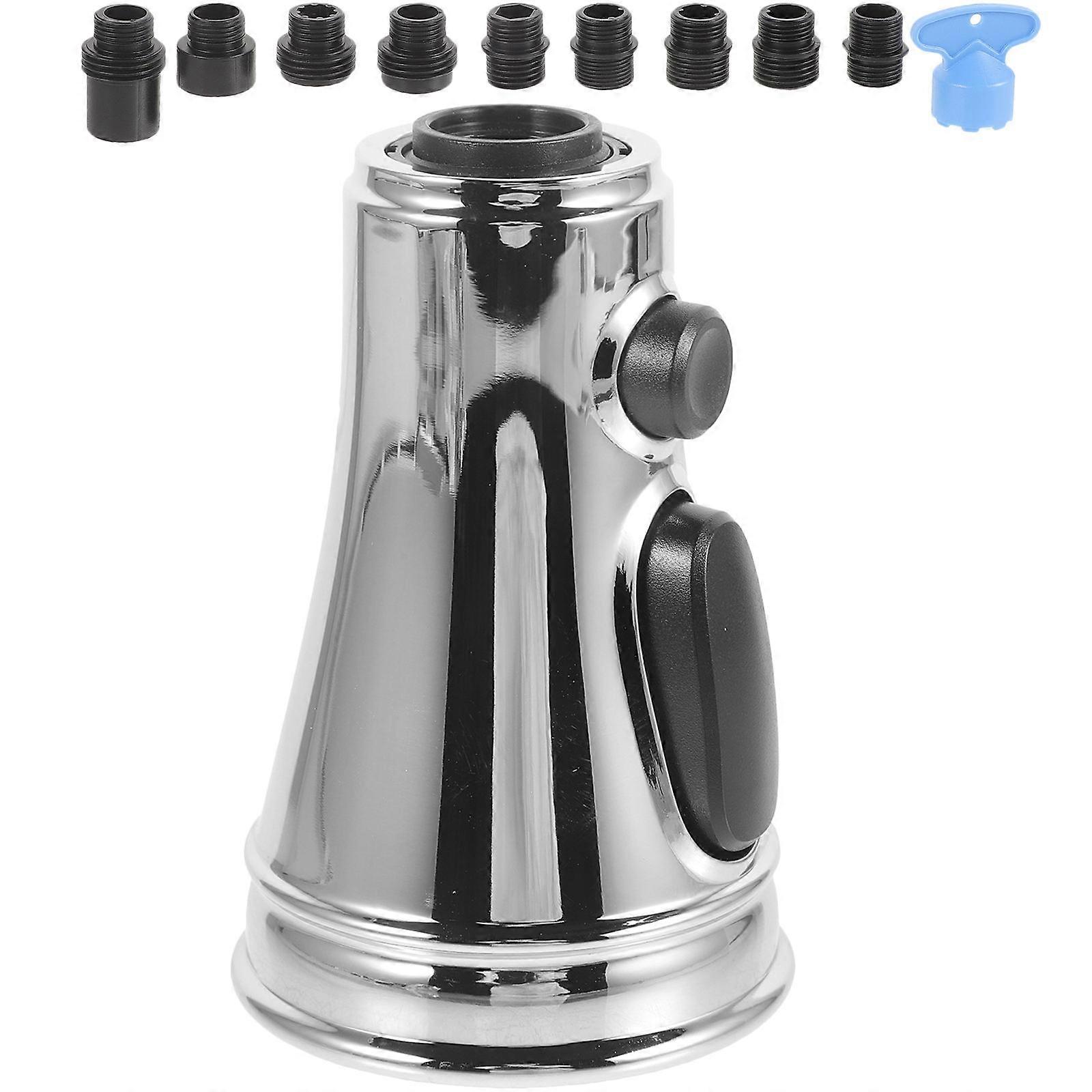 Kitchen Replacement Nozzle Adjustable Length Kitchen Faucet Sprayer Nozzle Silver 1Set
