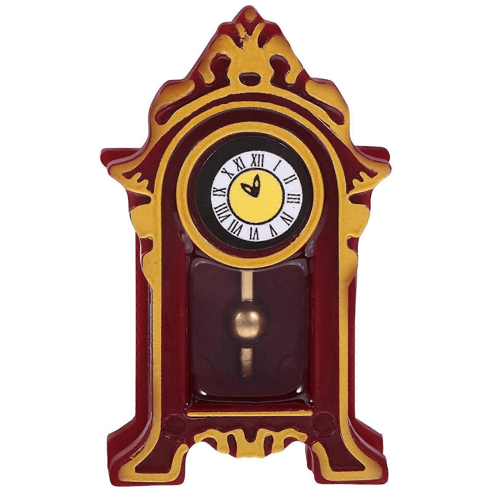 Dollhouse Pendulum Clock Vintage Style Pendulum Clock Simulation Pendulum Clock Model Ornament Red