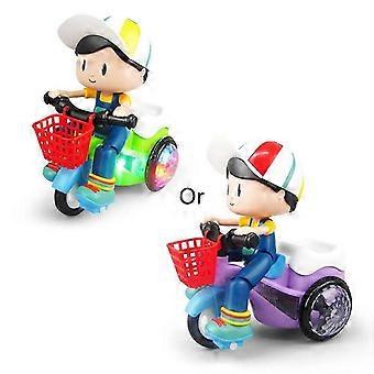 360 Degree Rotating Stunt Tricycle Toy with Music and Light for Kids, ABS Plastic, Battery Powered