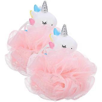 Unicorn Bath Sponge for Kids, 2Pcs Pink Shower Loofah for Girls Bath