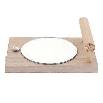 Papageien-Spiegelspielzeug mit Holzständer für Haustiere, 1 Stück, brauner Acrylvogel