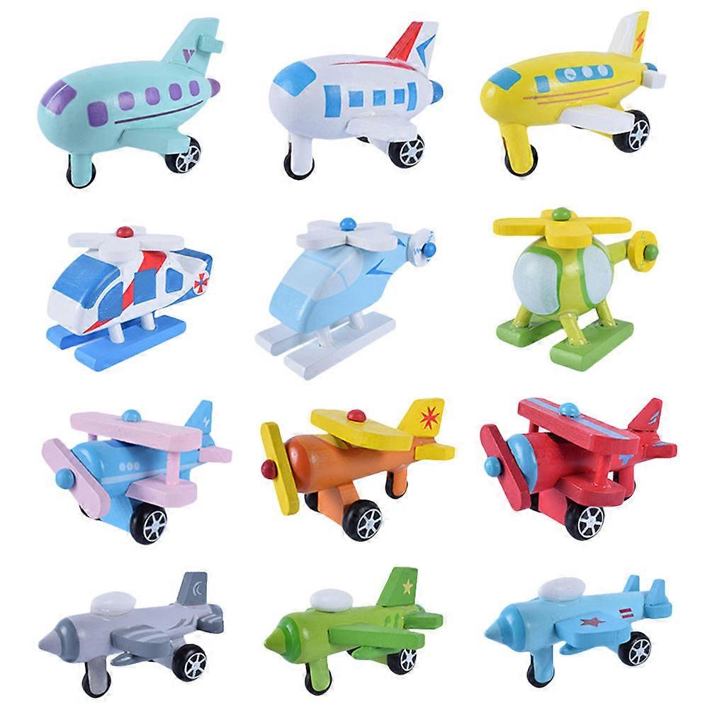 Mini-flymodel af træ til børn, 12 stk. sæt