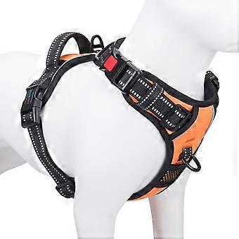 No Pull Dog Harnesses for Small Dogs Reflective Adjustable Front Clip Vest with Handle 2 Metal Rings 3 Buckles [Easy to Put on & Take Off] (XS. Orange