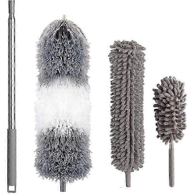 3-pack dusters, telescopic pole, microfiber, washable, bendable