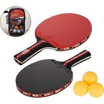 Pingpongracket, tafeltennisset, 2 Poplar pingpongrackets + 3 ballen + 1 tas