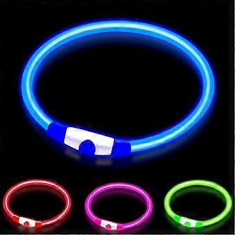 Collier de chien LED,Collier lumineux pour chiens,Ultra Bright USB rechargeable coupé pour s’adapter (bleu)