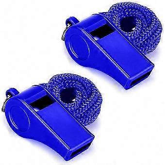 Whistle with Lanyard 2 Pack Blue Plastic Whistle Super Loud Sports Whistle for Coach Referee Basketball Lifeguard Survival