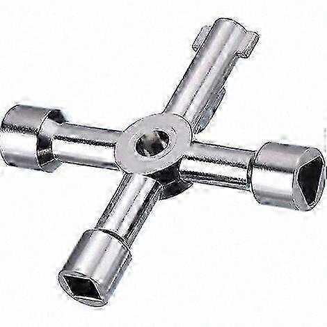4-in-1 Multi-Function Utility Key for Meter Cabinet Access, Silver Tone
