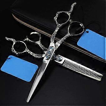 Professional Hair Cutting Scissors Set 6 Inch Barber Thinning Shears with Ergonomic Offset Handle