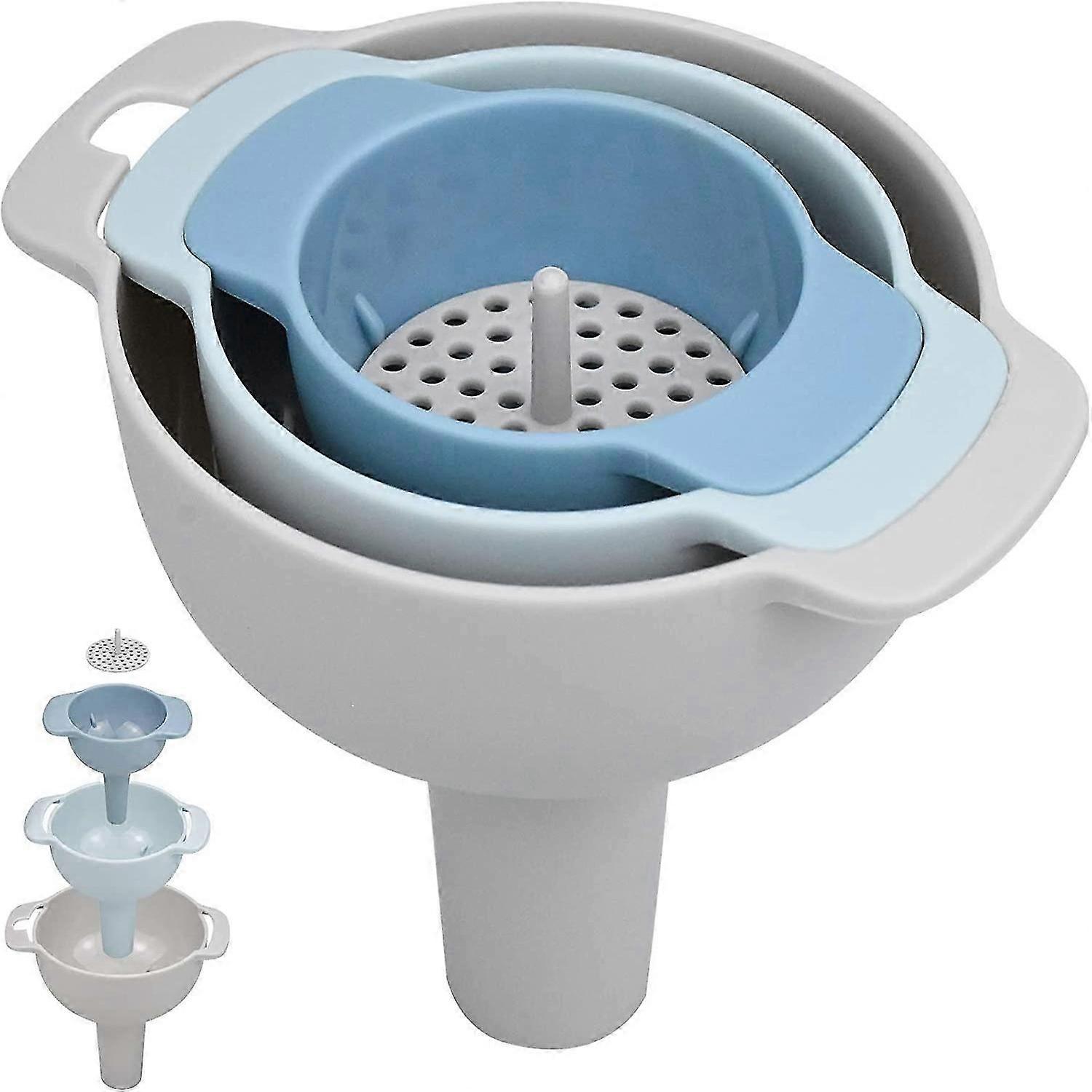 4 in 1 Multifunctional Kitchen Plastic Funnel with Removable Filter Filter