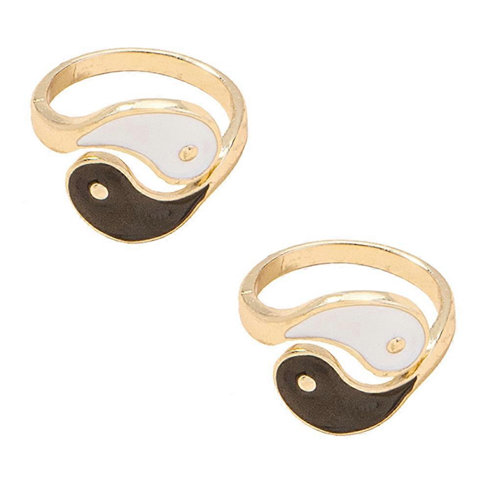 2pcs Creative Yin Yang Trigrams Finger Ring Alloy Ring Opening Adjustable Ring