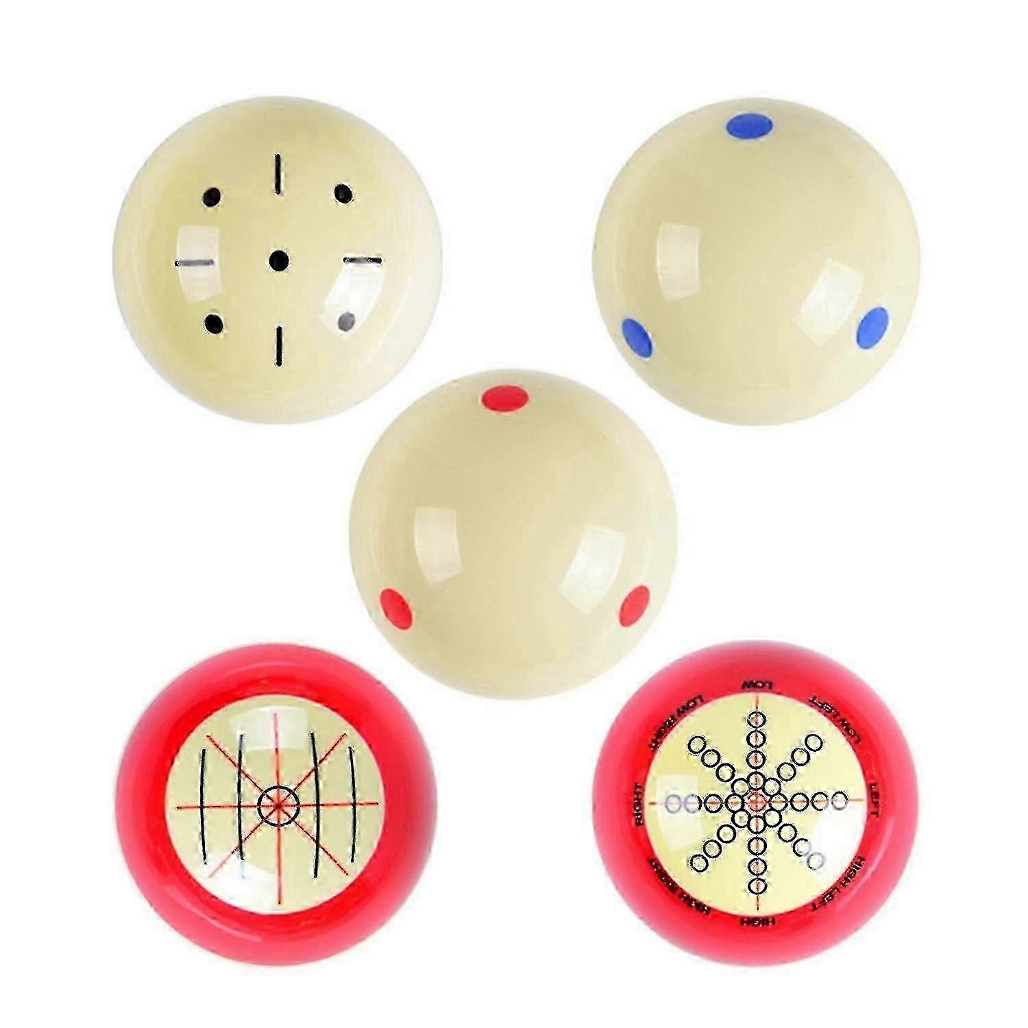Cue ball for training with dots and lines