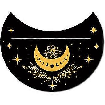5 x 4 Inch Wooden Tarot Card Stand Black Moon Shaped Tarot Card Altar Display Holder for Witch Divination Tools Tarot Decor
