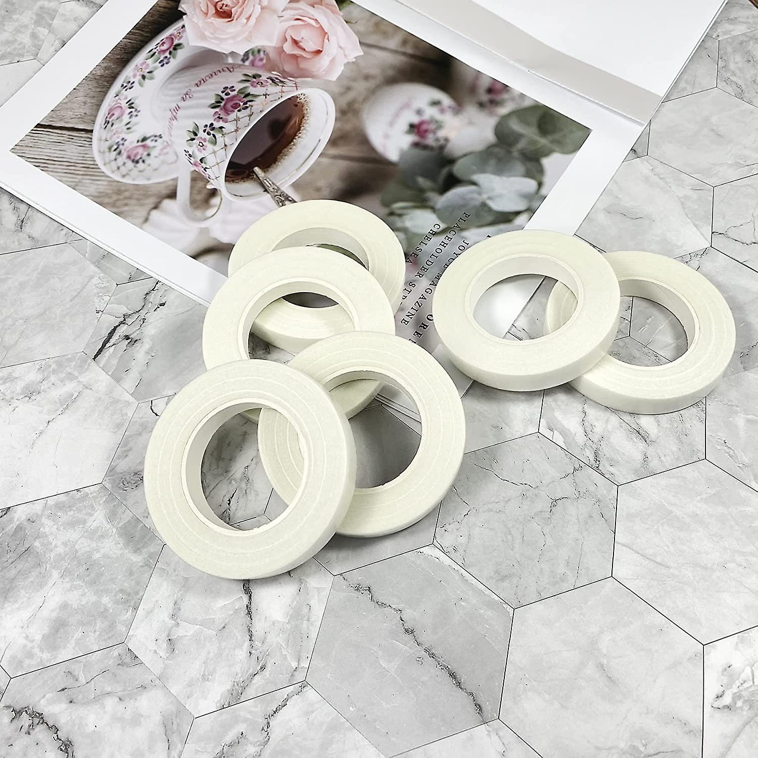 6 Rolls White Floral Tapes For Bouquet Stem Wrapping And Floral Crafts