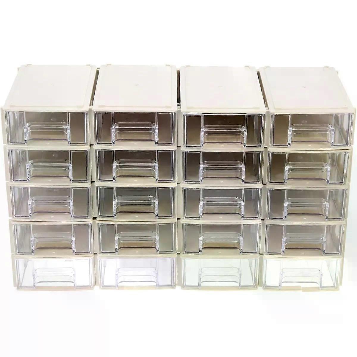 Tool Storage Container 20 Sets Beige Hips Drawer Box with Dividers