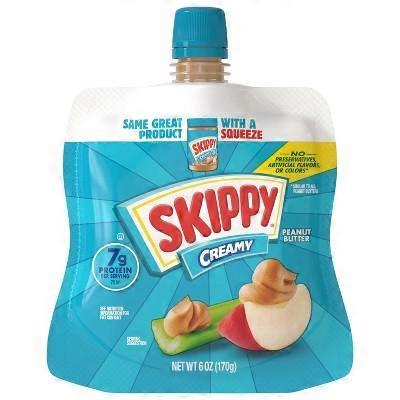 Skippy Regular Creamy Squeeze Pouch, 6 oz